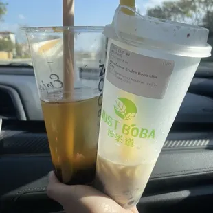 Why's the straw so short, right is just boba, left is another boba place