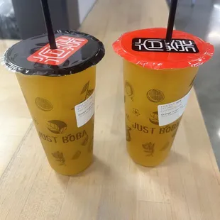 Mango Fruit Tea and Orange Green Tea with 75% sweetness