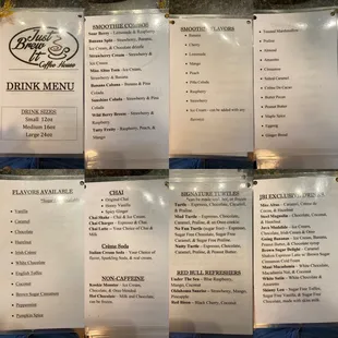 Drink menu