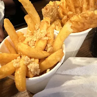 Garlic Fries and Waffle Fries