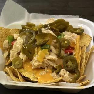 Chicken nachos with jalapeños