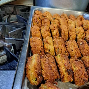 a pan full of fried food