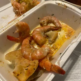 Potatoes were good but shrimp weren't done ..