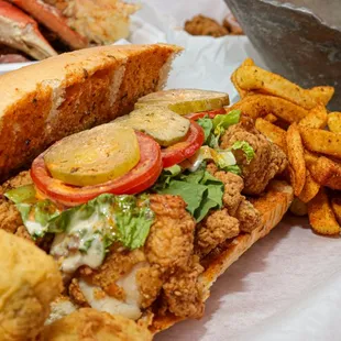 a chicken sandwich and fries