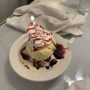 Happy Birthday dessert Blueberry Cobbler