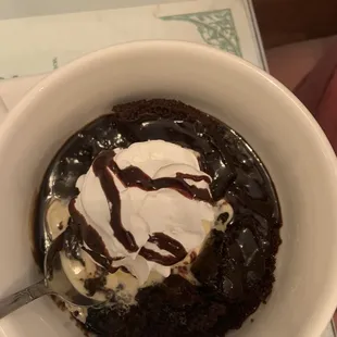 Chocolate cake with ice cream