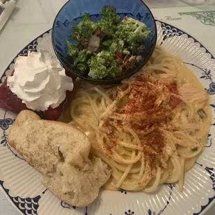 Special- chicken spaghetti, broccoli salad, jello salad.