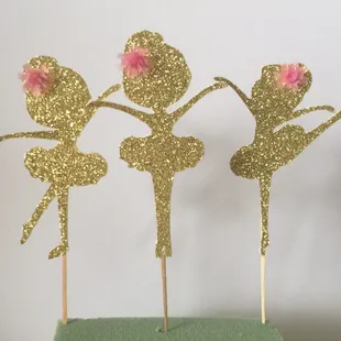 Sparkling Ballerina cupcake toppers- variety of colors for you little ballerina - handmade $12.00 dozen