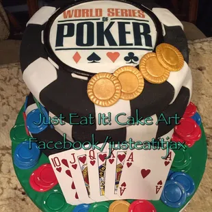 World Series of Poker Cake. Everything edible except the playing cards