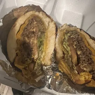 Chop cheese in a Jamaican Beef patty and coco bread