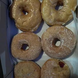 Sugar, glazed &amp; strawberry donuts