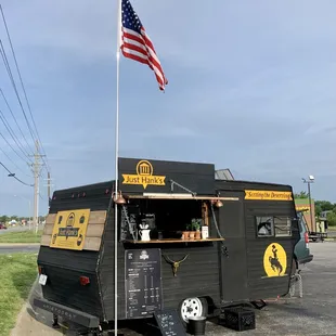 a food truck parked in a parking lot