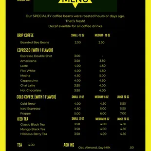 Our menu.