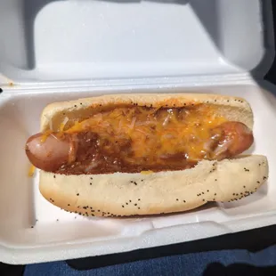 Chili cheese dog.