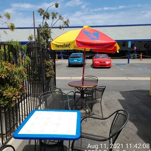 tables and umbrellas