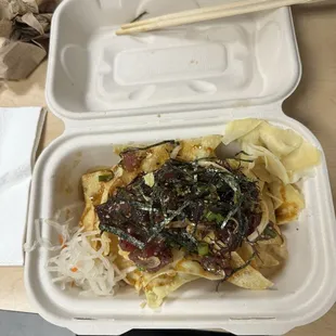 Shoyu Poke Nachos is da bomb! For $11.00 it is a deal. Tastes Ono! Will definitely order this again!