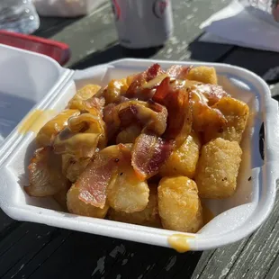Tots with cheese and bacon