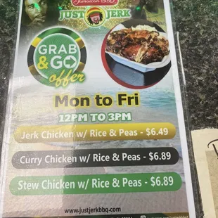 Lunch menu