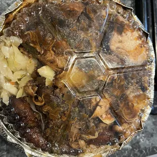 Brown stewed chicken