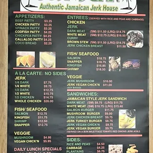 Menu as of July 2024