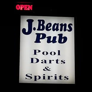 the sign for j beans pub