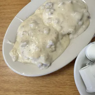 Biscuits and gravy. Declared the best ever eaten at a restaurant!