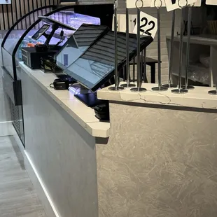 Ordering area, touch screens