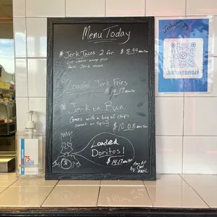 a menu on a blackboard