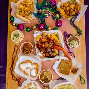 a spread of food on a table