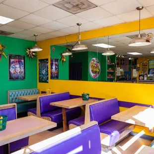 a brightly colored restaurant