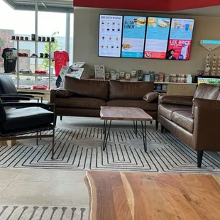 One of two comfy seating areas