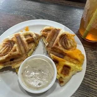 Sausage Egg and Cheese Biscuit with side of sausage gravy