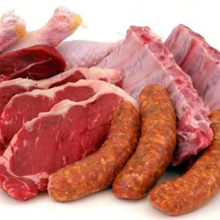 a pile of raw meats