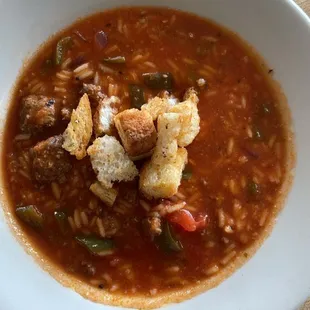 Stuffed green pepper soup