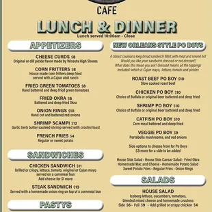 New lunch/dinner menu