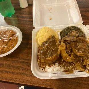 Oxtails Dinner and Peach Cobbler