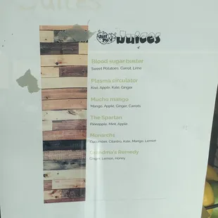 Menu Closeup