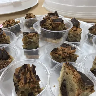 Chocolate chip pecan brownie samples