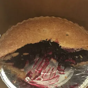 Delicious blueberry. Excuse our poor knife skills, we were too excited to eat it.