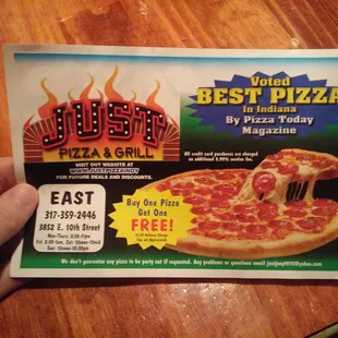 Menu as of February 2018