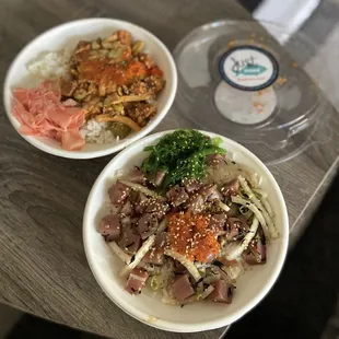 Spicy Ahi Bowl (top) and Hawaiian Classic Bowl (bottom)