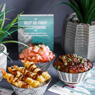 a variety of food items on a table