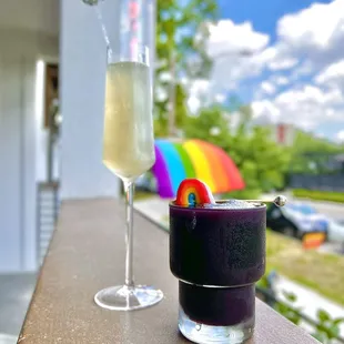 a person pouring a drink