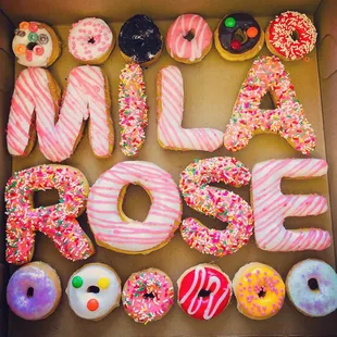 Big letters donuts! With mini donuts