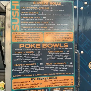 The menu