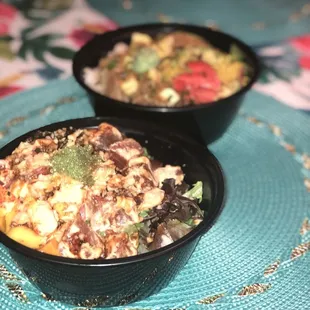 Two poke bowls