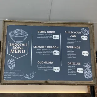 Smoothie Bowl Menu