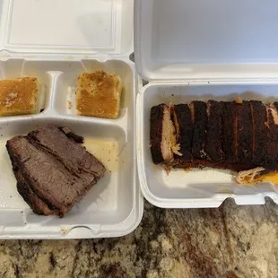 Brisket and pork belly.
