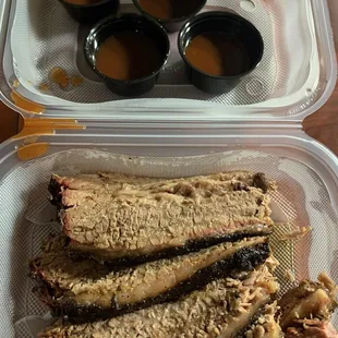 1/2 lb Brisket - fatty and sliced!  No other way to get it in my professional opinion.