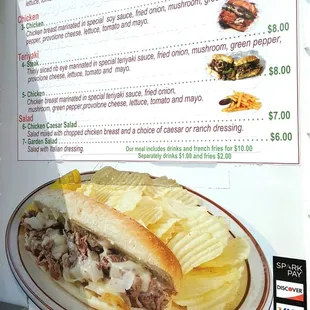 a menu for a sandwich